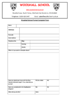 Woodhall School Complaint Form