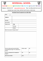 Woodhall School Complaint Form 2025-2026